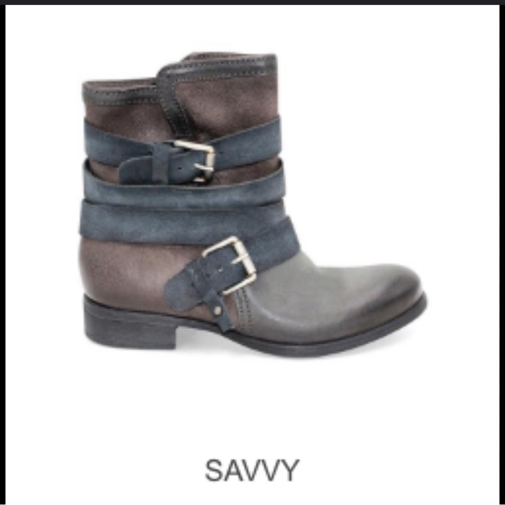 Miz Mooz NYC Grey Camo Leather Savvy Moto Buckle boot